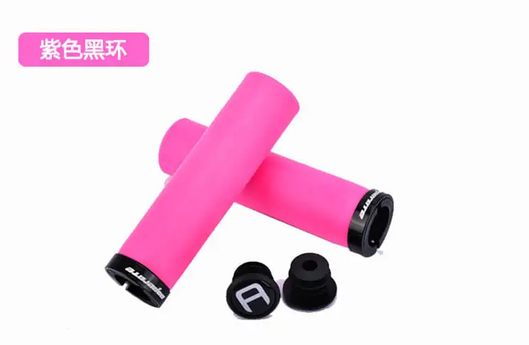 Pink-Black ring Aoperate, велосипедные ручки, силиконовый гель, один замок, противоударный, противоскользящий, MTB, руль, ручки для горной дороги, велосипеда, бар, вилка - Цвет: Pink-Black ring