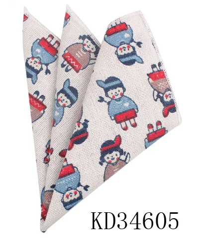 KD34605 Животное печати Карманный квадратный для мужчин женщин мультфильм полотенце для сундуков носовые платки для джентльменов мужские костюмы платок карман полотенце - Цвет: KD34605