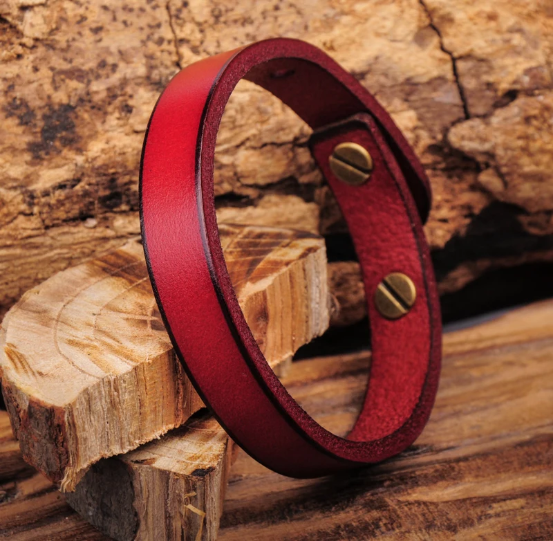 G370 простой стильный красный браслет из натуральной кожи для женщин|wristband