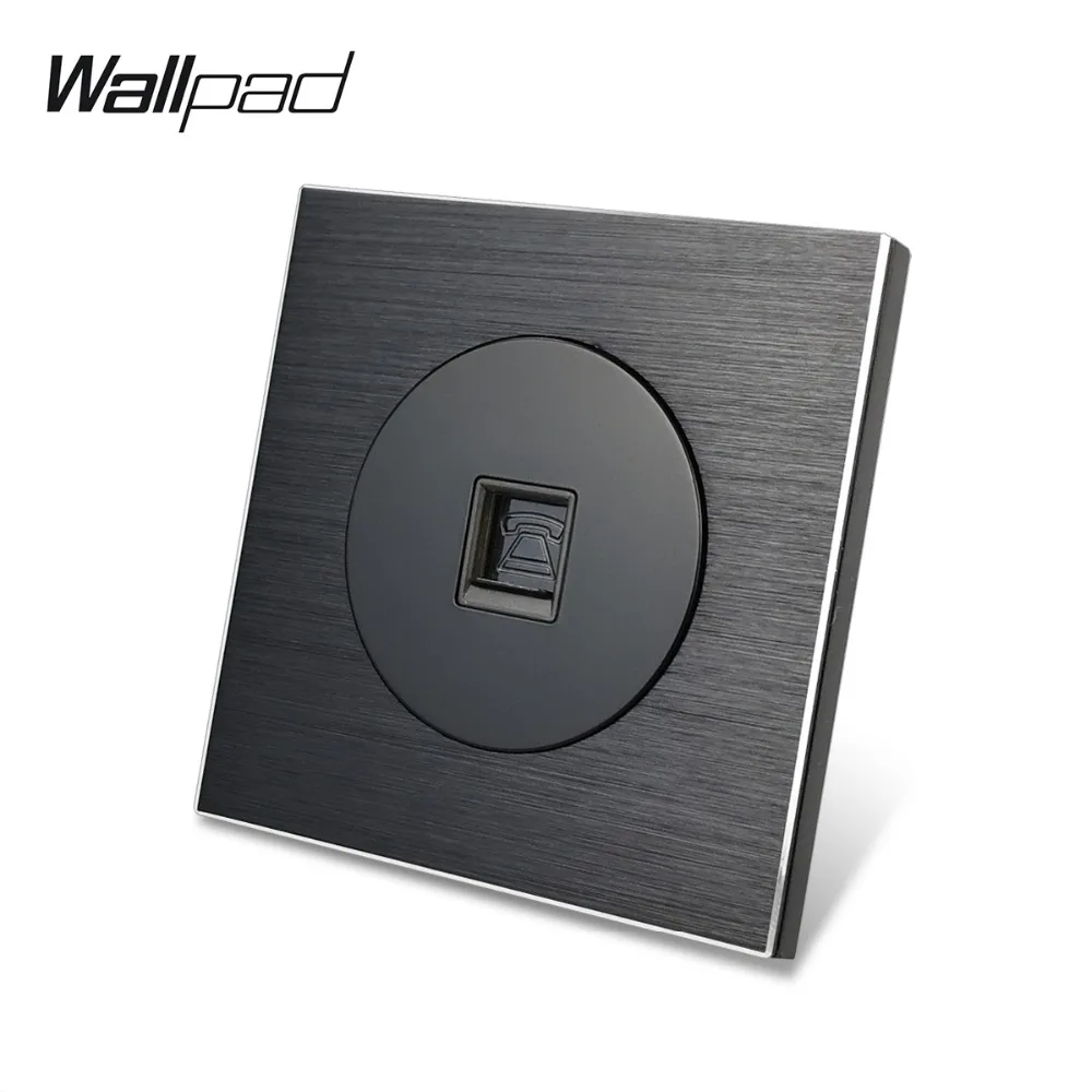 Настенная розетка Wallpad L6 из черного атласного металла Телефонная RJ11 проводка