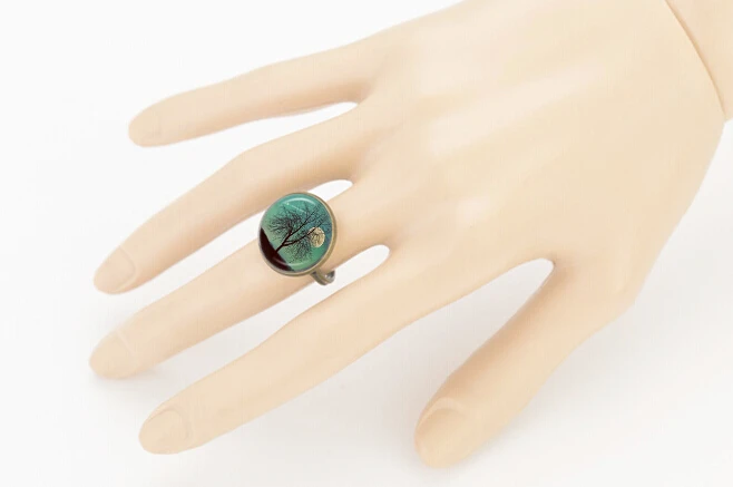 Винтажные стеклянные кольца с кабошоном Tree Life подарочное регулируемое кольцо