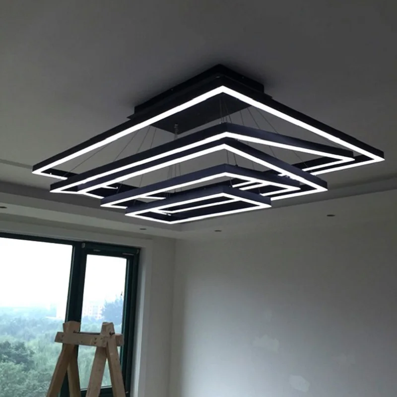 Квадратная Современная Led люстра освещение для дома Акриловая креативная de cristal