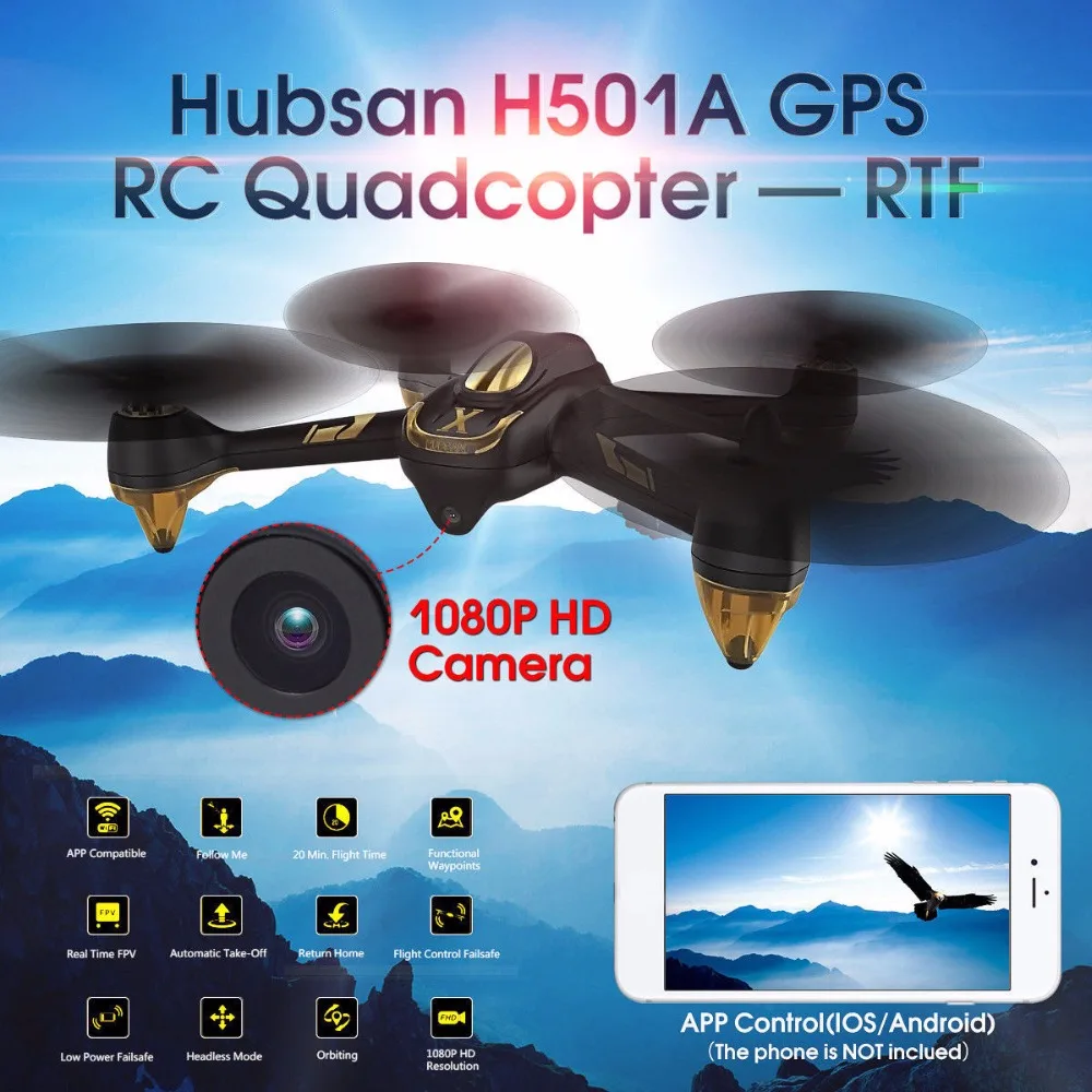 Hubsan H501A X4 Wi Fi бесщеточный FPV RC Quadcopter Дрон с 1080 P HD камера gps Waypoint RTF Headless режим|drone
