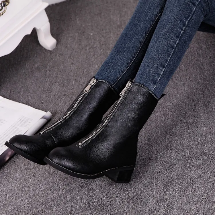 Botas mujer коллекция 2018 года женские теплые плюшевые ботильоны с круглым носком