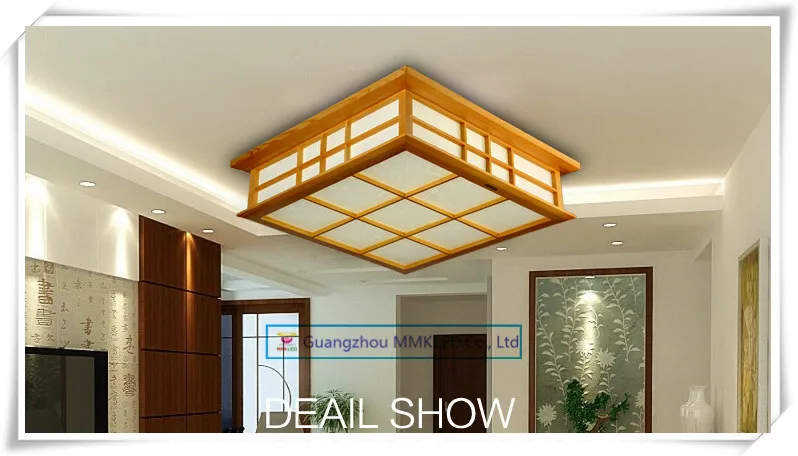 Деревянная Светодиодная потолочная лампа в японском стиле татами с крышкой из