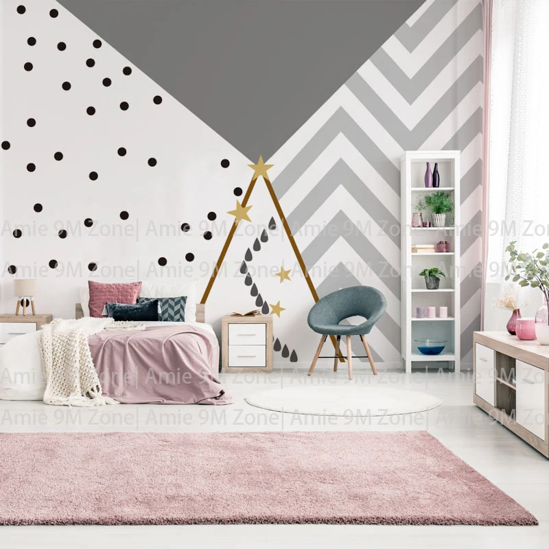 Серо-белый геометрический и черный точечный декор для заднего фона камеры, обои для украшения стены детской комнаты.