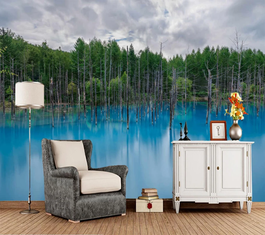 Фото 3D-обои на заказ декоративные обои с изображением озера леса природного ландшафта