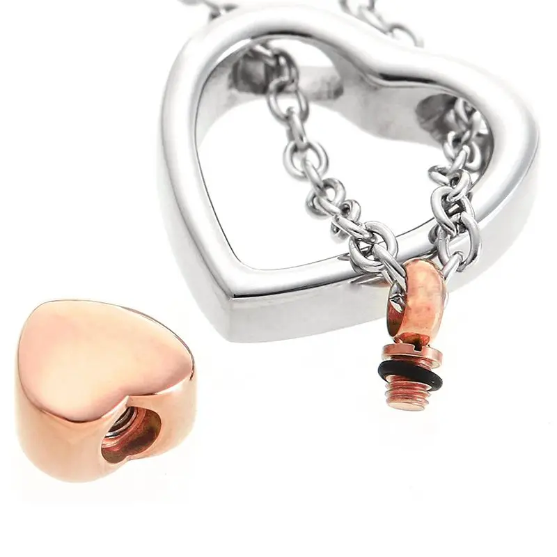 Double Heart Rose Gold Cremation Urn Necklace Pendant Funnel Fill Kit Keepsake Memorial Ashes | Украшения и аксессуары