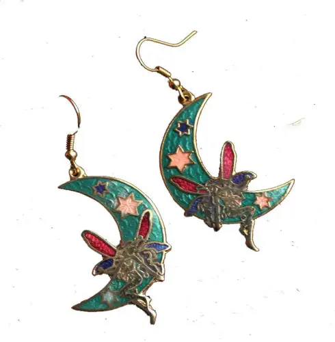 Серьги-подвески с эмалированной подвеской ручной работы | Украшения и аксессуары