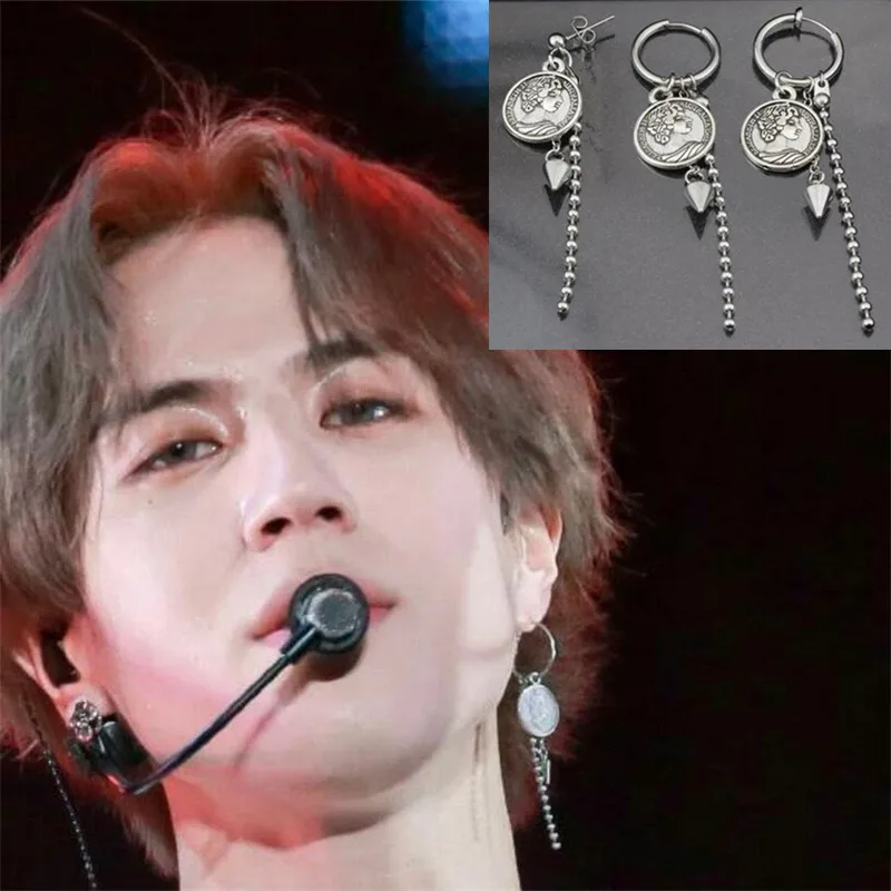 KPOP DNA корейская мода 1 пара Bangtan Boys альбом JIMIN серьги гвоздики в виде крыльев модные