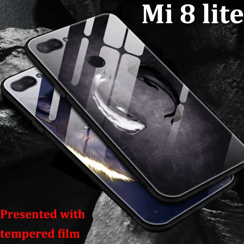 Небо мультфильм кожи для Xiaomi Mi 8 Lite мобильный чехол телефона закаленное стекло