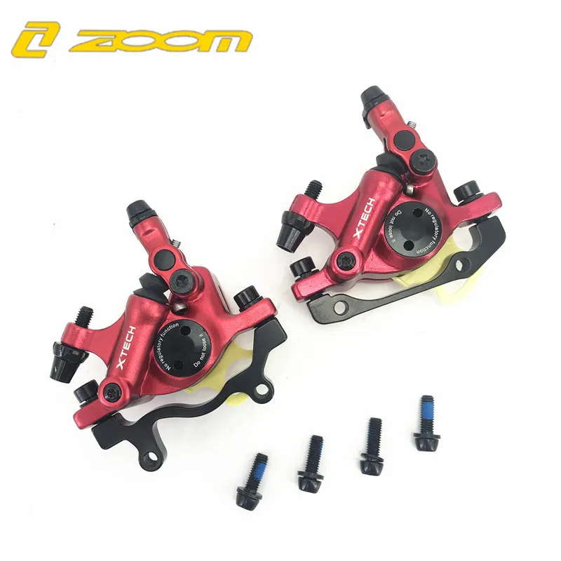 pair red Zoom HB-100 MTB велосипедный тормоз HB100 велосипедные тормоза суппорт с роторами части велосипеда гидравлический поршень двухсторонний тормоз - Цвет: pair red