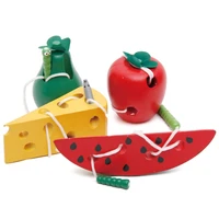 montessori kids educational toys fun wooden toy worm eat fruit apple pear early learning teaching aid baby toy for kids gift