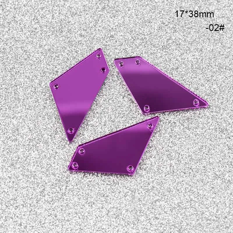 17x38mm-02 Фиолетовое зеркальное акриловое шитье стразами с плоской задней стороны пришить Камень 30 шт для платья аксессуар для одежды Сделай Сам формы смешивания - Цвет: 17x38mm-02