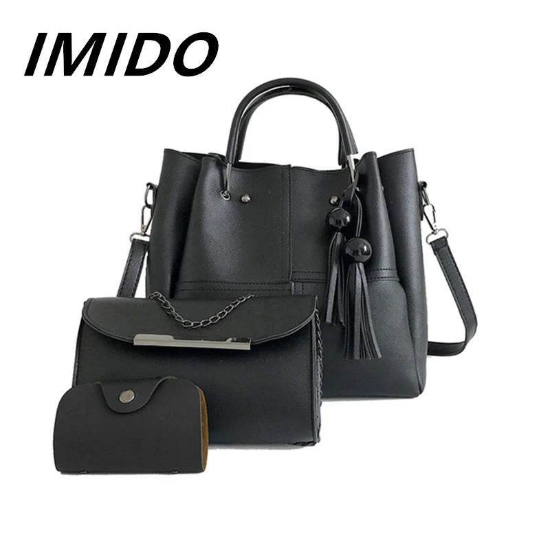 IMIDO 2019 Летний стиль одноцветная модная с бусинами кисточками три предмета для