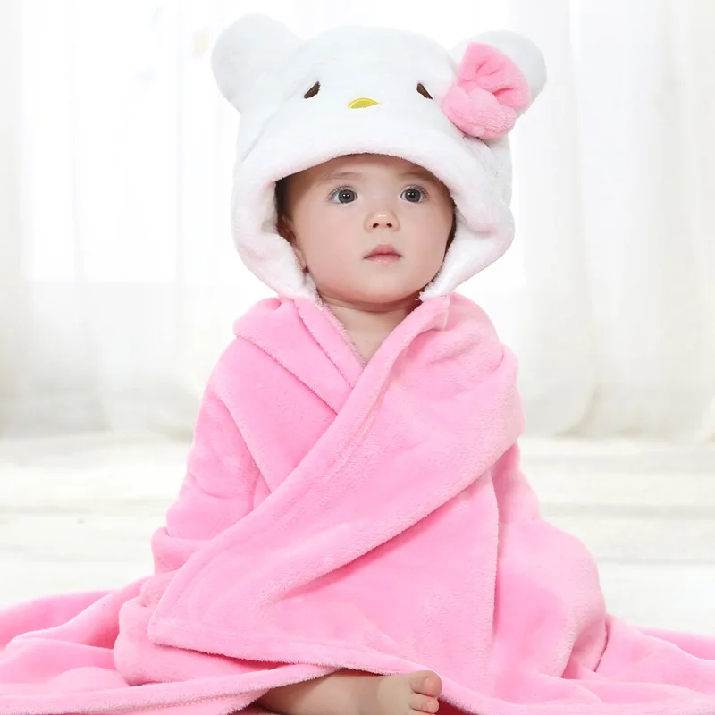 Hello Kitty Детское одеяло из кораллового флиса с капюшоном для маленьких мальчиков и девочек; мягкие милые накидки с изображением животных из мультфильма «hello kitty»; Прямая поставка - Цвет: Hello Kitty