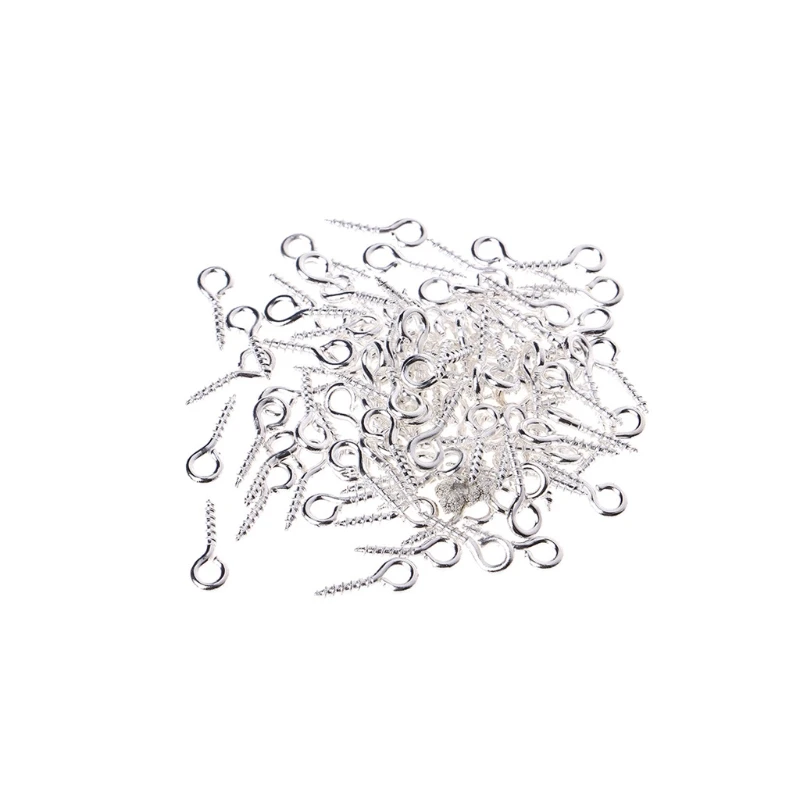 8mm Silver 100 шт. ювелирные изделия винт коготь золотого серебра аксессуары DIY мини глаз шпильки болт под ключ - Цвет: 8mm Silver