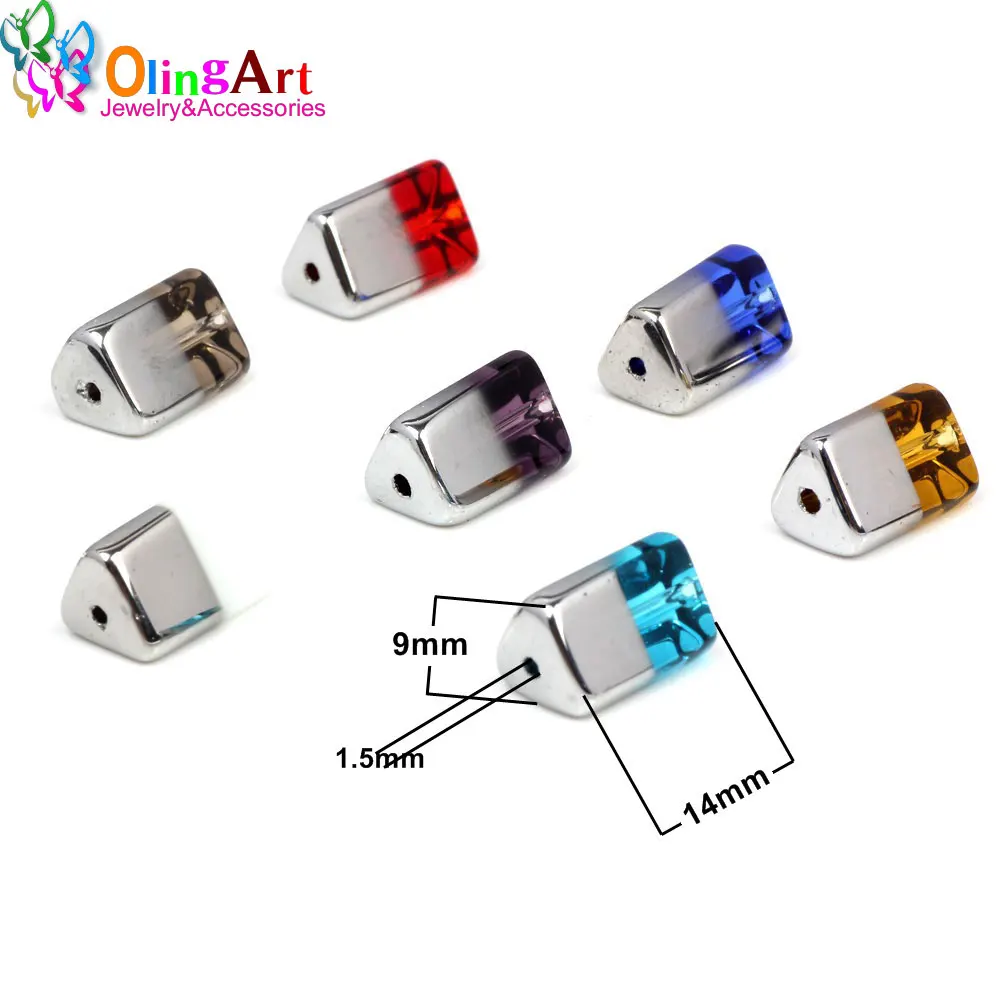 OlingArt 14*9*9 мм 12 шт. стеклянные кристаллы металлическое покрытие зеркальные бусины