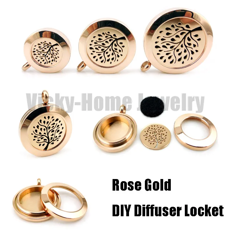 Новый Розовое золото винтовой диффузор медальон (20 30 мм) ароматерапия из