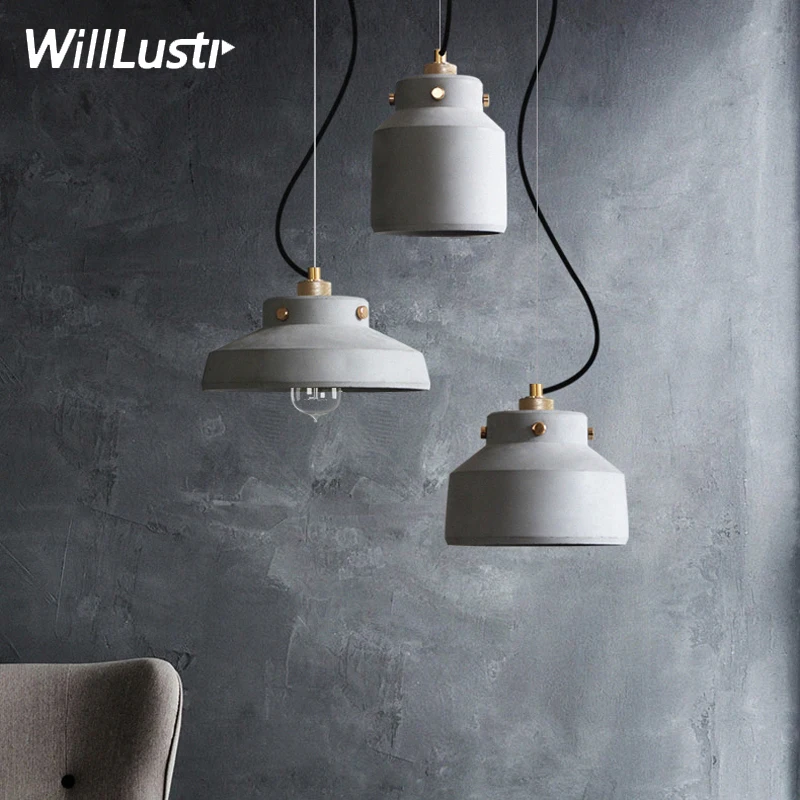 

handmade concrete pendant lamp cement suspension light industrial loft home bedroom hotel dinning room restaurant hanging light