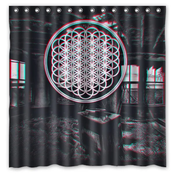 Штора для душа водостойкая из полиэстера с принтом Bring Me The Horizon s 12 крючков 180x180