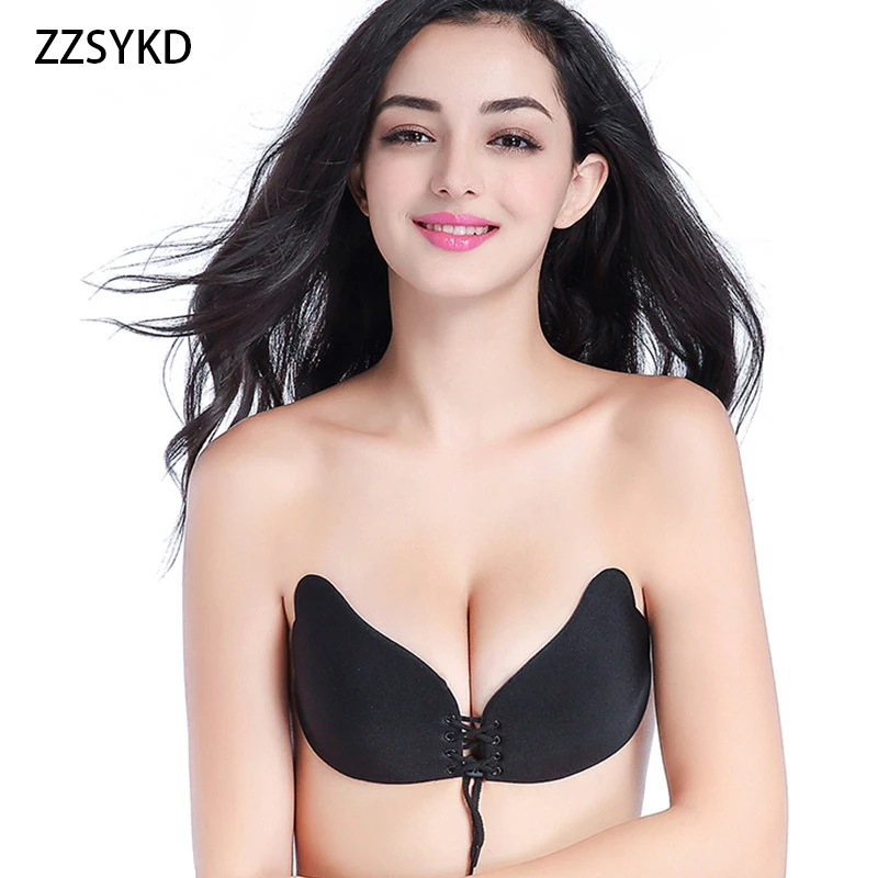 

Push Up Bras For Women Self Adhesive Strapless Bandage Bralette Sexy Silicone Black Solid Strapless Bra Invisible Lingerie Femme