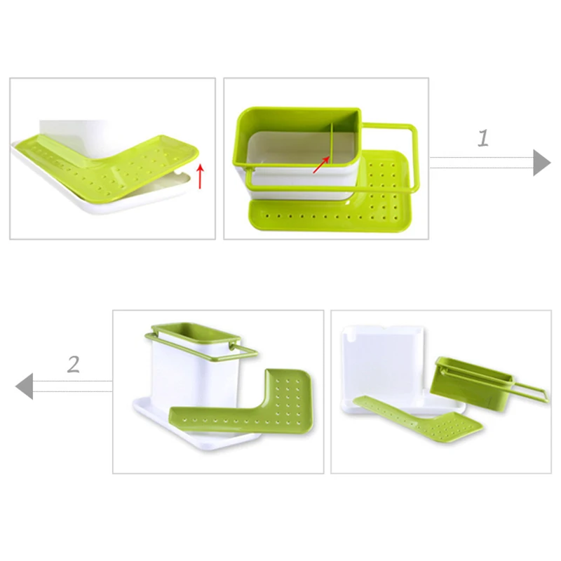 Губка Кухня Box держатель Пластик стенд посуда Полотенца хранения аксессуаров