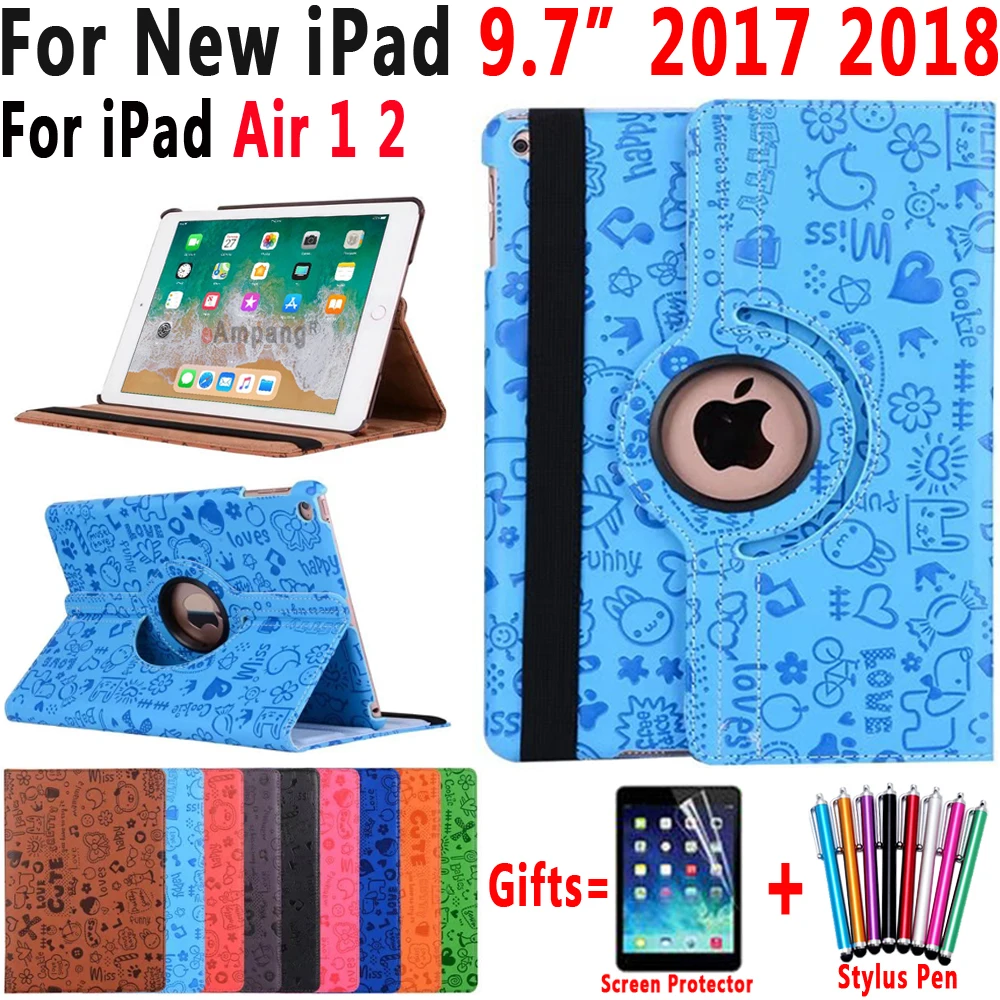 Модный чехол с рисунком для Apple iPad 9 7 2018 2017 6 6th 5 5th Generation Air 2 Air2 360 Вращающийся