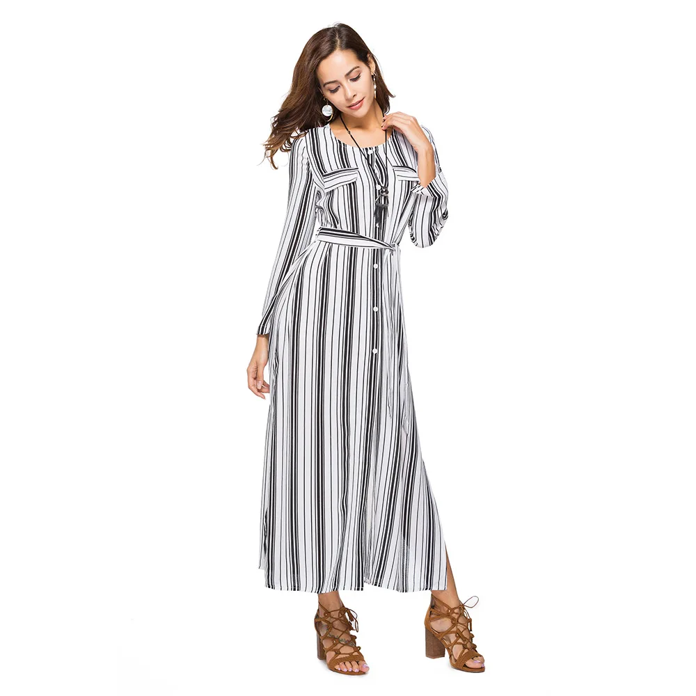 JESDEVICO Брендовое платье Для женщин мода полосой с принтом одежда длинным рукавом