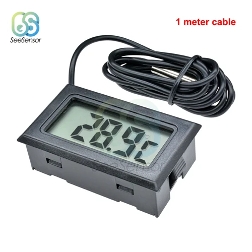 Black 1 meter cable ЖК-цифровой мини-термометр для морозильной камеры температура-50~ 110 градусов Холодильник термометр датчик температуры метр - Цвет: Black 1 meter cable