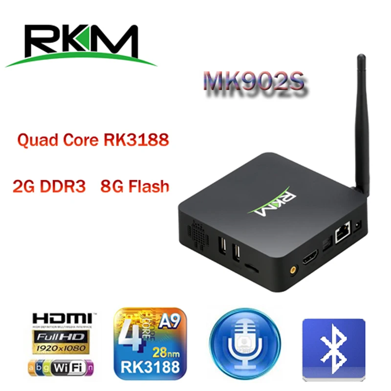 Smart Android4.4 tv BOX RKM MK902S четырехъядерный 2G/8G Rockchip RK3188 Bluetooth 4 0 Android Box [MK902S]|android box|tv boxtv box