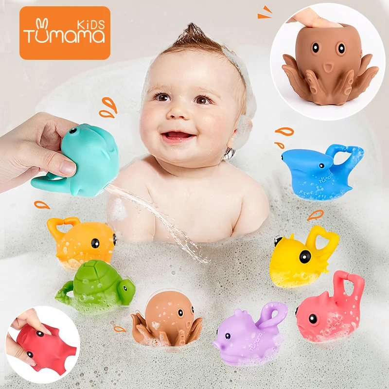 Tumama игрушки для ванной 8 шт./компл. ПВХ морские животные игрушки для ванной для детей Squeeze кольцо игрушки для детей многофункциональный подарок на день рождения высокого качества Bebe игрушки