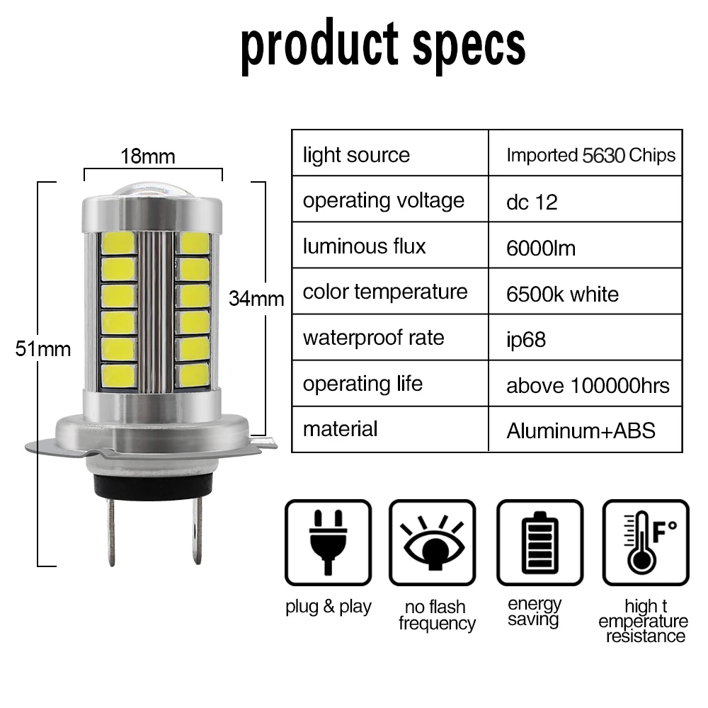 Современный автомобильный 5630 33SMD 2 шт. T20 S25 T25 светодиодный Авто Противотуманные фары Дневные Фары Лампы H7 H11 9005 9006 H4 туман светильник s Белый парковки повернуть один светильник