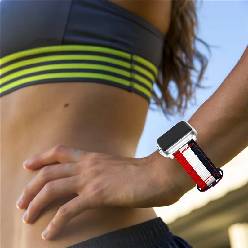 Спортивная полоса нейлоновая петля ремешок для часов Apple Watch 4/3/2/1 браслет