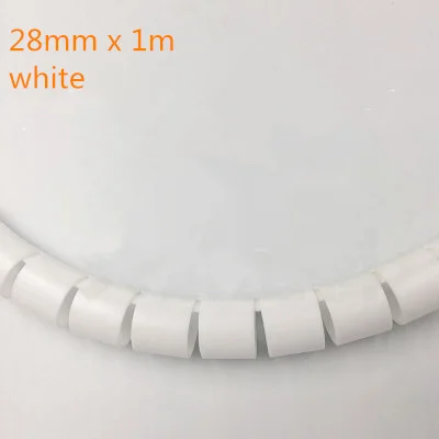 28mm white Красивый PE пластиковый спиральный кабель обертывание предотвращает запутывание обертывание термоусадочный Шнур кабель плетеный рукав Защита - Цвет: 28mm white