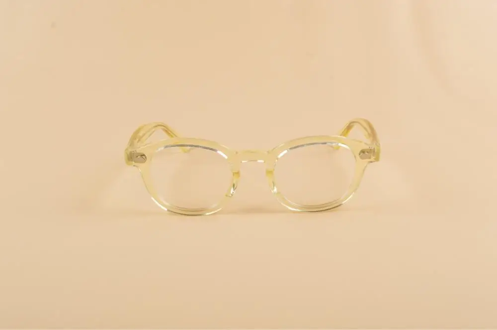 Yellow M-46mm Оправа для очков от бренда Johnny Depp wooys Allens, высокое качество, круглые оправы для очков, линзы по рецепту Lemtosh - Цвет оправы: Yellow M-46mm