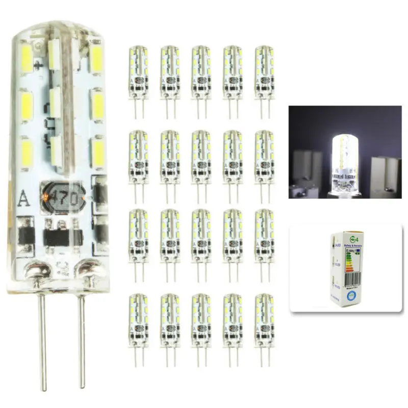 Светодиодные лампы G4 20 шт./лот 3 Вт с кристаллами 12 в пост. Тока 24 3014 SMD | Лампы и