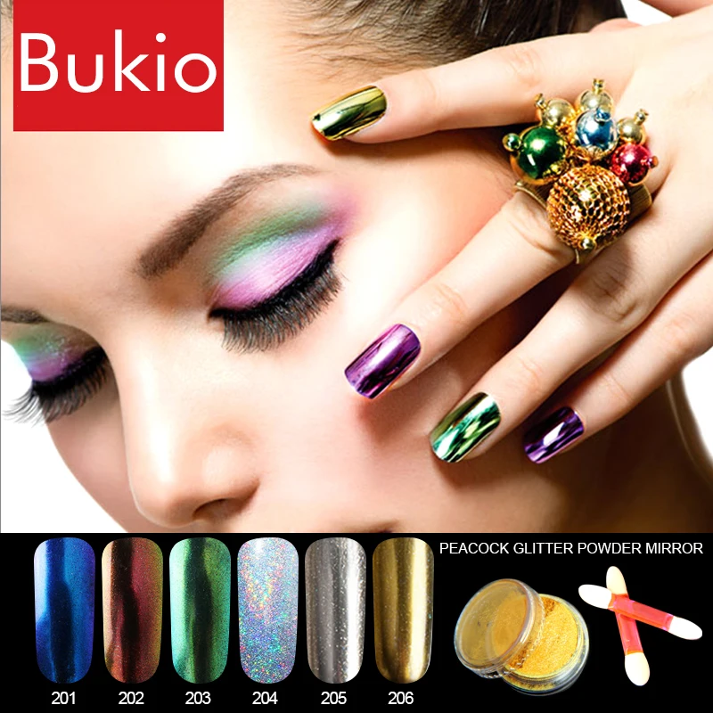Акриловый порошок для ногтей Bukio аксессуары голографический яркий блеск