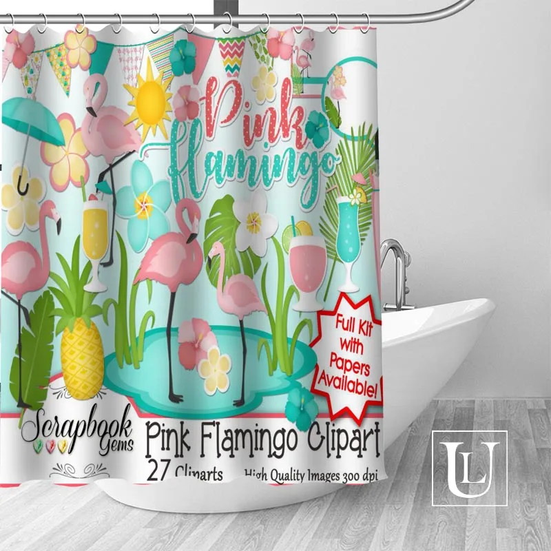 

Custom Flamingo Curtain Fabric Modern Shower Curtain bathroom beautiful Curtains Bath decor Polyester Cloth Waterproof