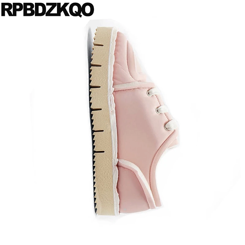 Custom Japanese Lace Up Platform Muffin Creepers Designer Thick Sole 2021 Round Toe Pink Women Grey Ladies Beautiful Flats Shoes | Обувь