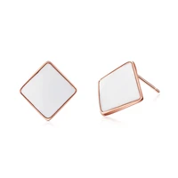 new fashion 925 sterling silver rose gold color black white epoxy square earrings for women birthday gift drop shipping