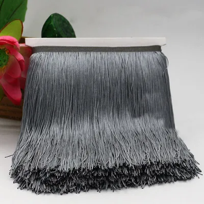 silver gray 10 ярдов 20 см Ширина полиэстер кисточка бахрома отделка для DIY латинское платье африканская кружевная пряжа лента для шитья занавесок 5-074 - Цвет: silver gray