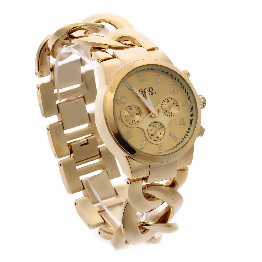 

Relogio Feminino G&D Women Quarts Wristwatches Gold Stainless Steel Band Fashion Luxury Women's Watch Reloj Mujer Hour Gifts