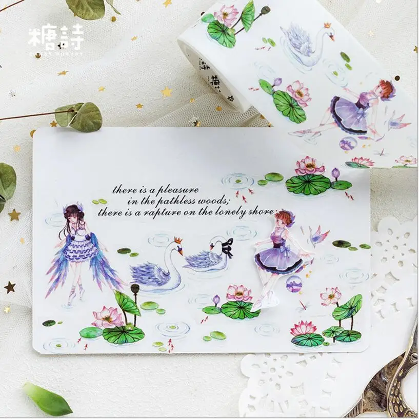 Красивая сказочная девушка в воде лента для декорации Washi клейкая DIY Скрапбукинг