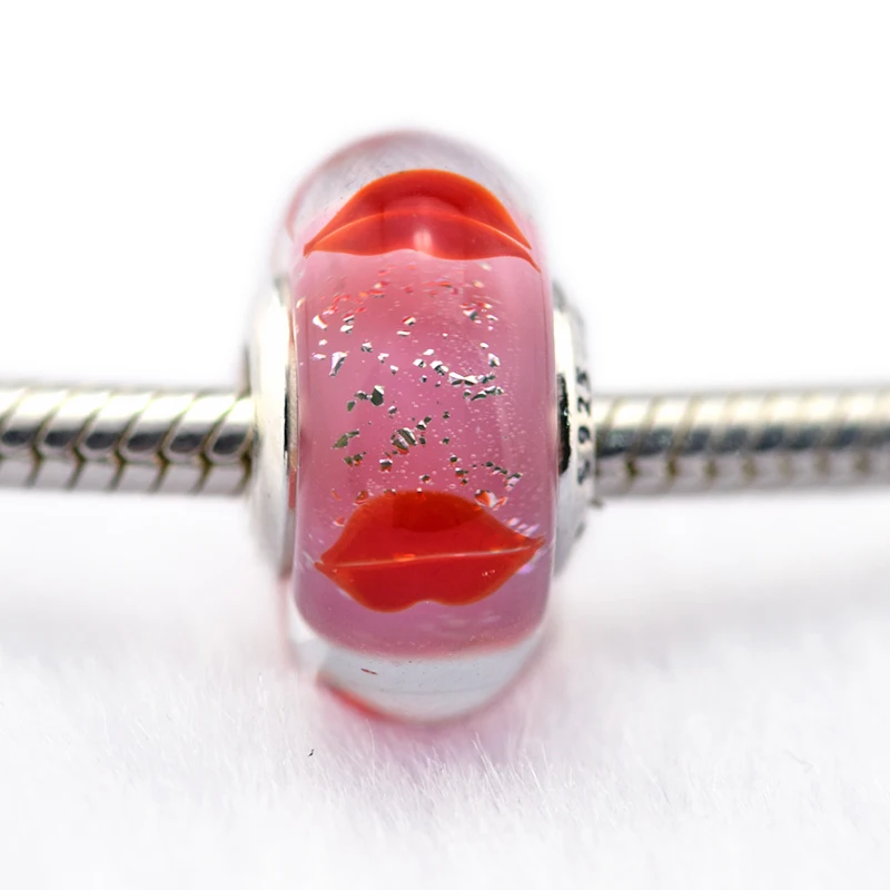 

DIY Подходит для Pandora Браслеты поцелуями все круглые бусины муранское Стекло бусины 100% стерлингового серебра-ювелирные изделия Бесплатная д...