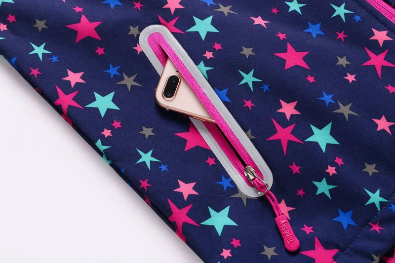Girls Soft-shell Jacket 2021 spring autumn children kids jackets coats big girls windproof waterproof star jacket | Детская одежда и