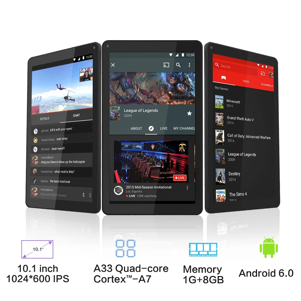 Горячая распродажа! Yuntab 10 1 дюймовый планшетный ПК D102 Android 6 0 Allwinner A33 quad core 1G + 8G с