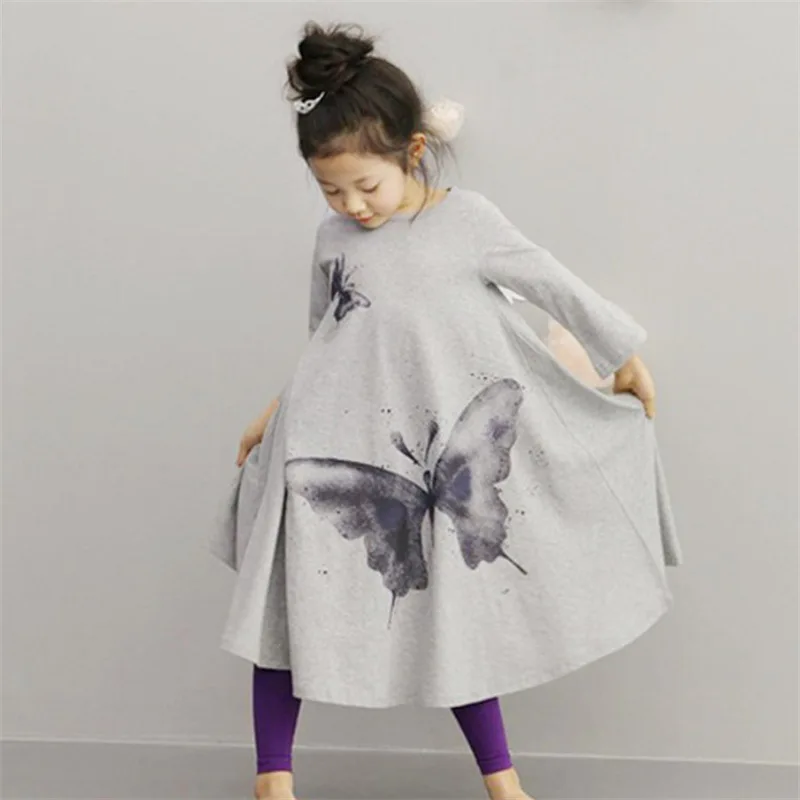 Brand New Cotton Girls Dress Horn Big Butterfly Princess Girl Clothes Long evening party dress Children | Детская одежда и обувь