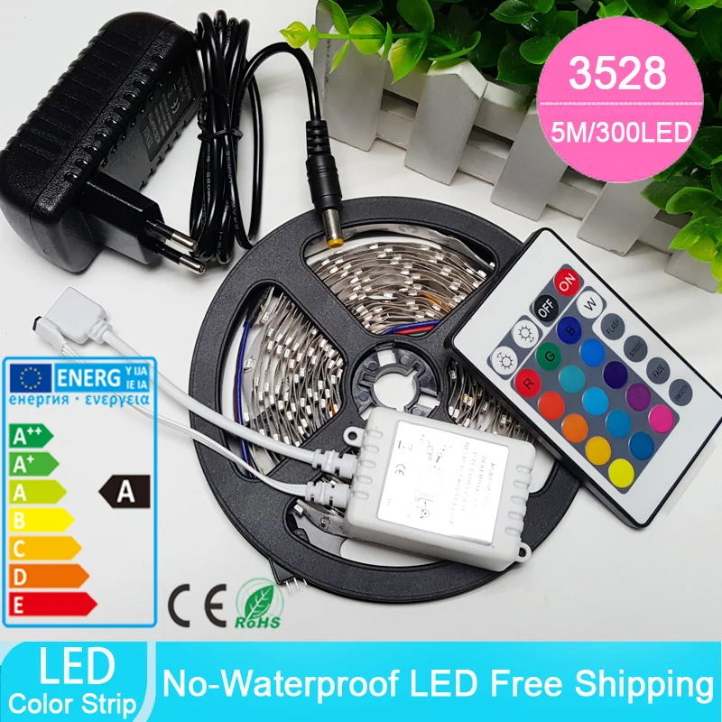 LINYEE 5 м 3528 SMD Светодиодная лента IP20 неводонепроницаемая гибкая DC12V с адаптером