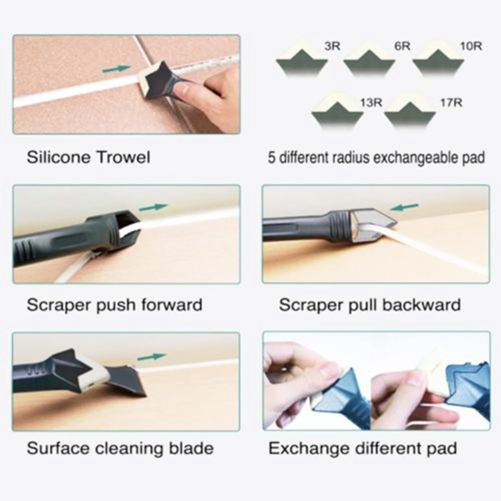 

New 5 in 1 Multifunctional Silicone Remover Tool Caulk Finisher Sealant Smooth Scraper Grout Kit Tools For Home